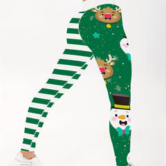 Christmas Print High Waist Yoga Leggings - Quick Drying
