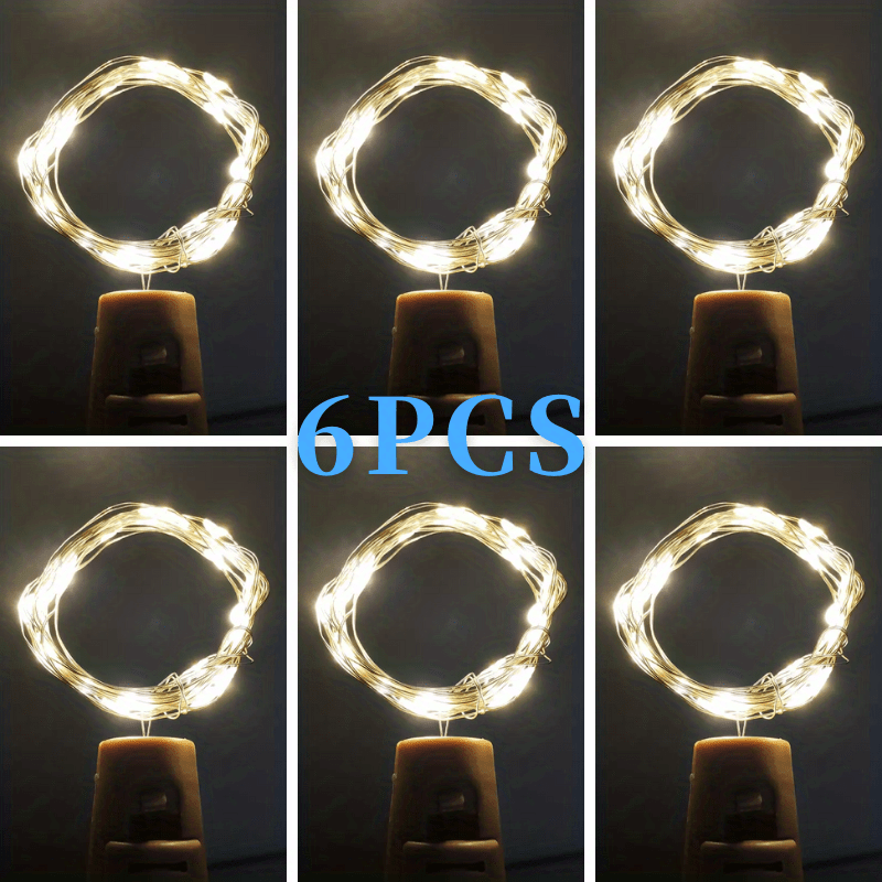 6pcs 2m 20LED Wine Bottle Lights With Cork Led String Fairy Lights Waterproof