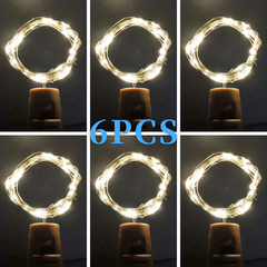 6pcs 2m 20LED Wine Bottle Lights With Cork Led String Fairy Lights Waterproof