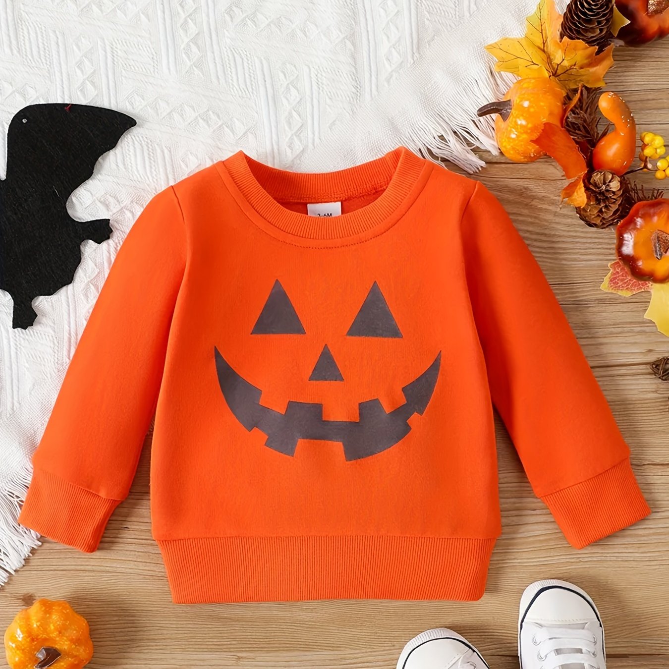 Baby Pumpkin Smiling Face Sweatshirt Kids Top