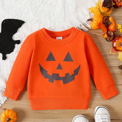 Baby Pumpkin Smiling Face Sweatshirt Kids Top