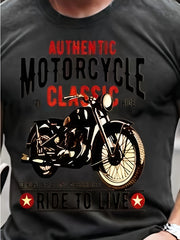 Men's Motorcycle Print T shirt Casual Street Style Tee Shirt