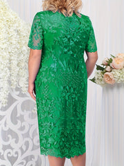 Women's Lace Sleeve Knee Length Dress