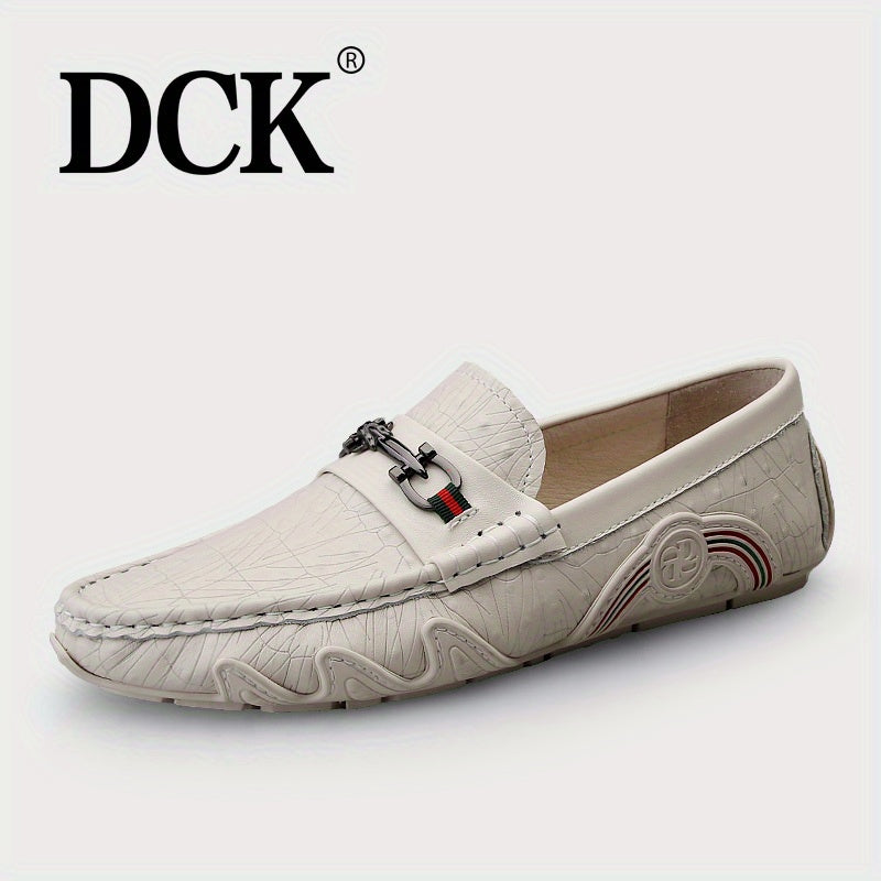 Men's Textured Moccasin Loafer Shoes Non-slip Slip-On Shoes