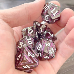 Metal Dice Set Purple Striped Board Game Set