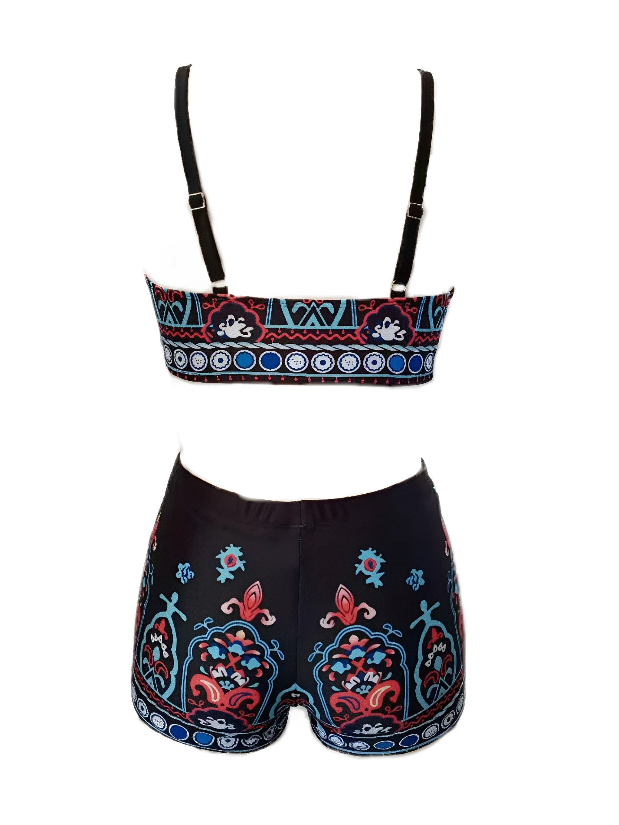 Boho Tankini Set Paisley Print Cami & Shorts Swimsuit