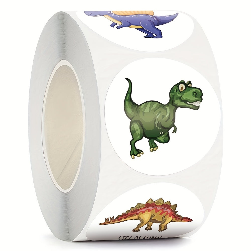 500 Pcs Dinosaur Pattern Stickers, 12 Designs, 2.10-inch Round, Teenager Gift