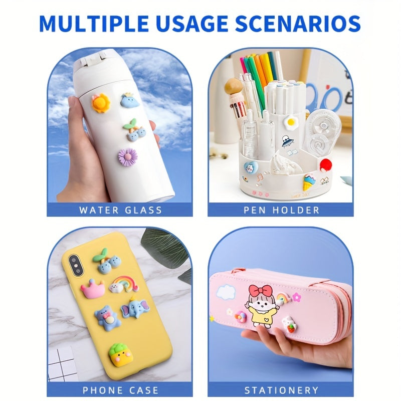 20/50pcs Cartoon 3D Soft Rubber Stickers Plastic Storage Box DIY Fridge Mobile