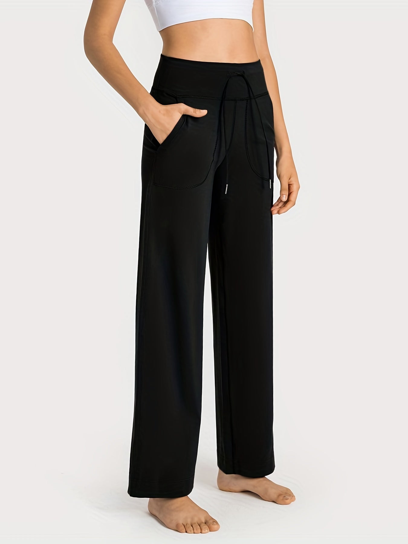 Wide Leg Causa Sports Pants Elastic Waist Casual Fitness Pants