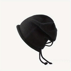 Ear Protection & Windproof Knit Beanie Hat with Drawstring