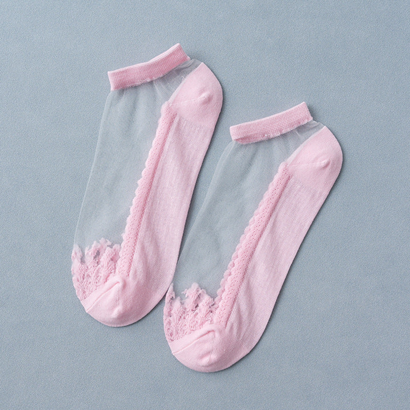 Crystal Glass Socks Lightweight Ankle Socks Women's Stockings