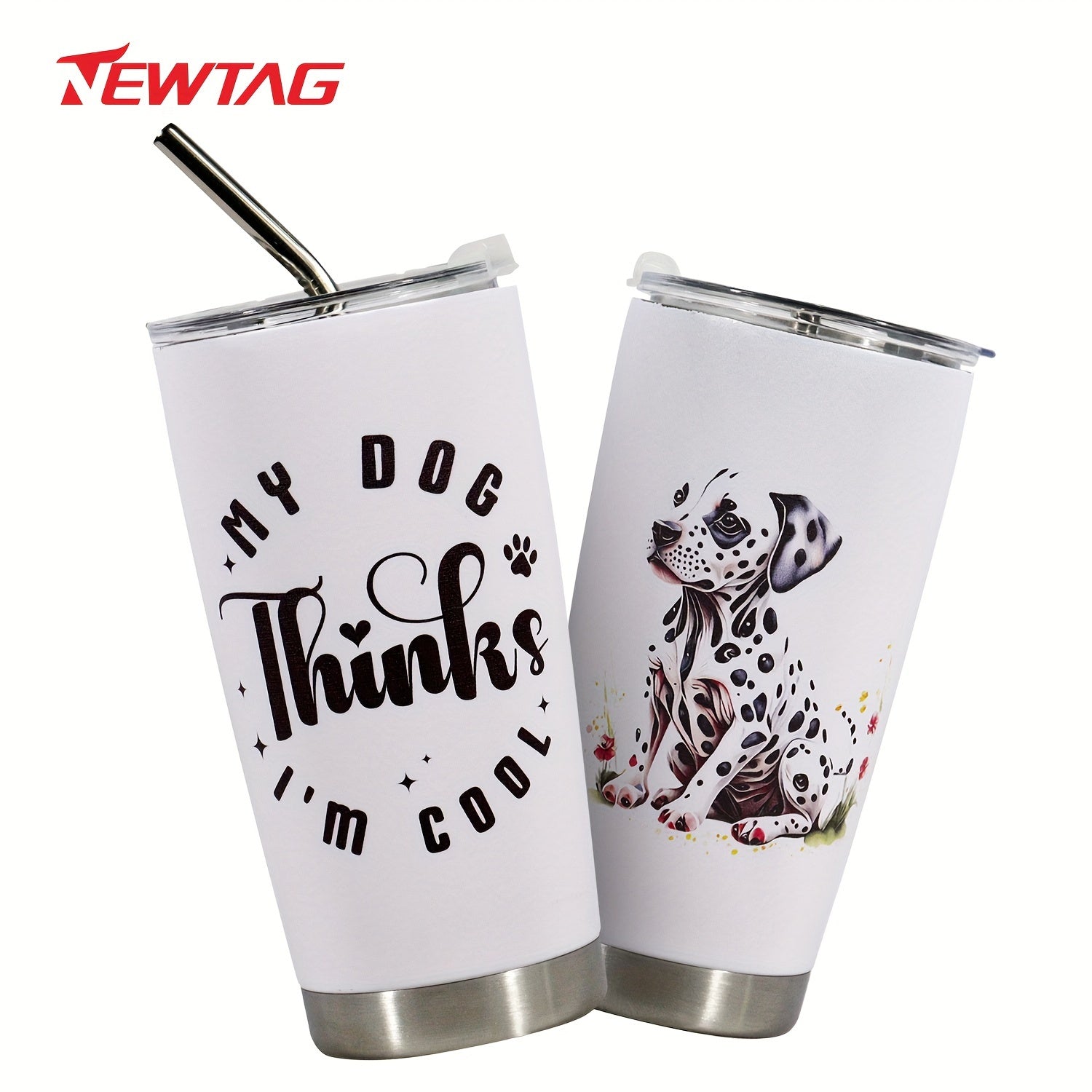 20oz Stainless Steel Insulated Cup Tumbler Animal Pattern with Straw