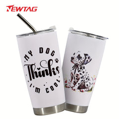 20oz Stainless Steel Insulated Cup Tumbler Animal Pattern with Straw