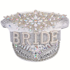 Sparkly Bride Hat Rhinestone Sequin Captain Cap