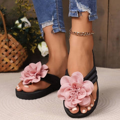 Summer Flip flops Flower Decor Anti slip Flat Beach Slippers
