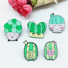 Green Plant Prickly Pear Pattern Brooch Funny Bag Accessories Girls Hat Jewelry