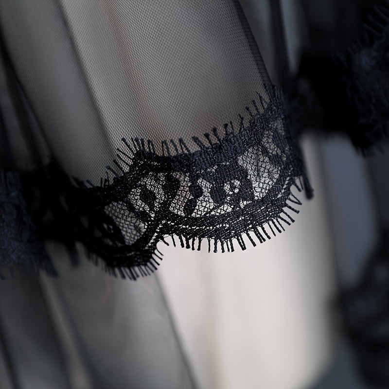 Romantic Floral Bridal Veil with Lace Trim for Brides