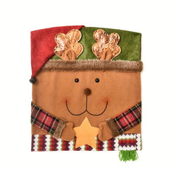 Christmas Chair Cover Stool Cover Santa Claus Snowman Elk Plush Fabric