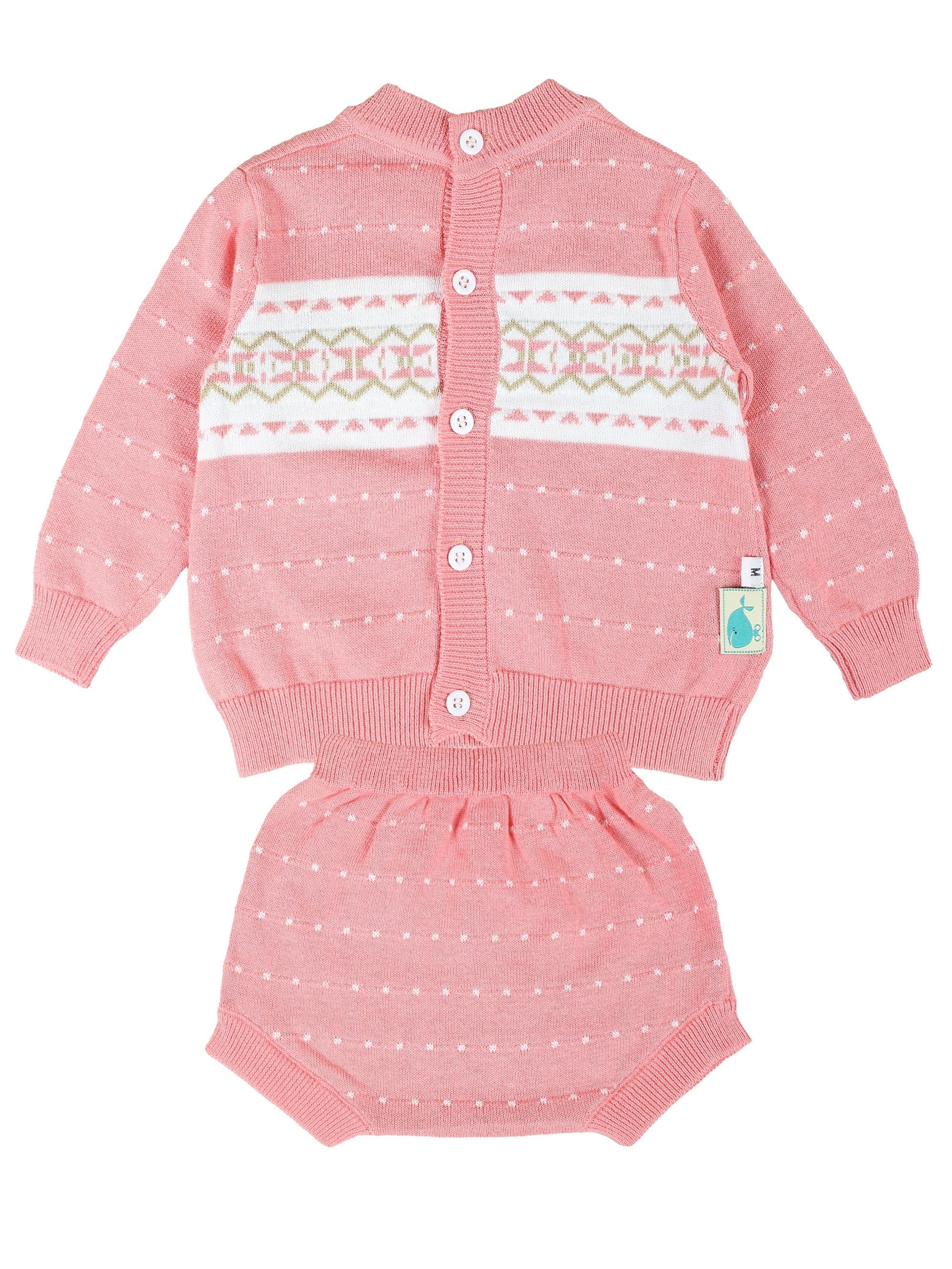 2pcs Baby Preppy Style Knitwear Set Girls Cotton Sweater & Shorts