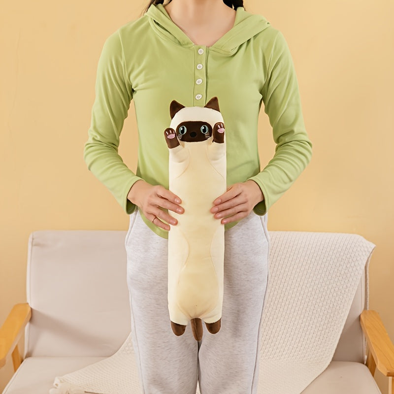Long Strip Cat Doll Plush Throw Pillow Cushion Cat Toy for Bed or Sofa