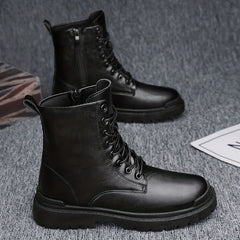 Men's Preppy Style Side Zipper Service Boots