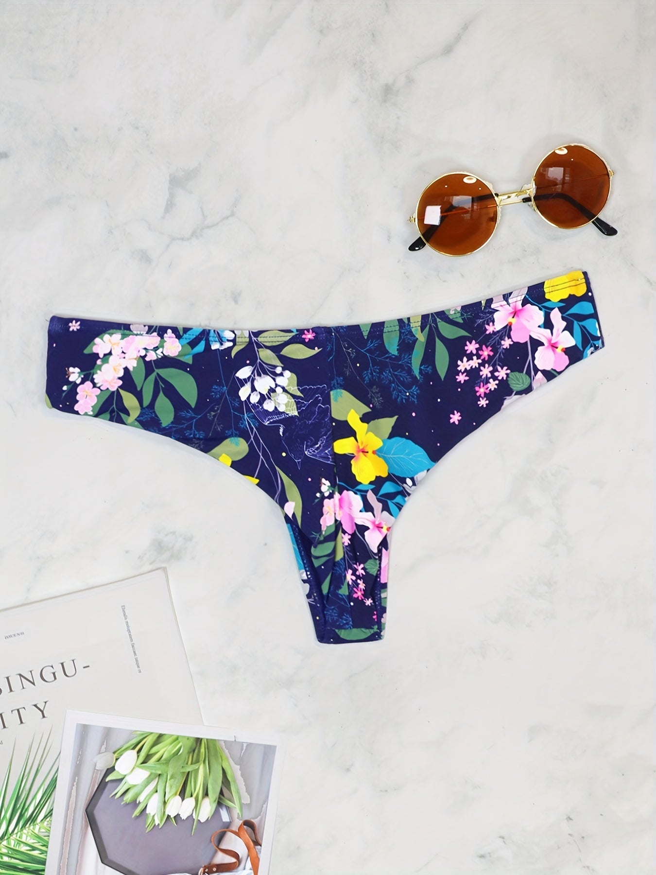 Floral Print High Stretch Sexy Swim Briefs Low Waist Stylish Swimsuit Bottoms
