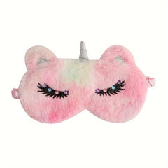 Cartoon Rainbow Horse Blindfold Soft Blackout Plush Eye Mask