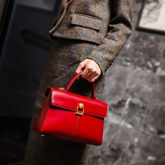 Microfiber Leather Handbag Solid Buckle Closure Edge Paint Autumn Winter