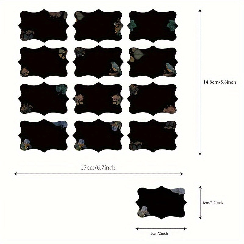 120pcs Chalkboard Stickers Kitchen Decor Flower Bird Pattern