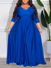 Long Sleeve Surplice Neck Maxi Wedding Dress