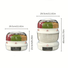 Rotating Double layer Rice Bucket Large Capacity Cereal Container