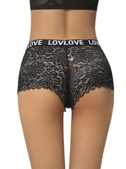 4pcs Lace Boyshort Panties Floral Print Intimates Women's Lingerie
