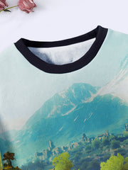 Tranquil City Graphic Crew Neck Sweatshirt For Sports Gift