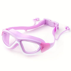 Girls' Large Frame Swim Goggles w/ Earplugs for Ages 3-12