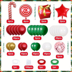 Christmas Balloon Arch Kit with Red and Candy Cane Foil Balloons