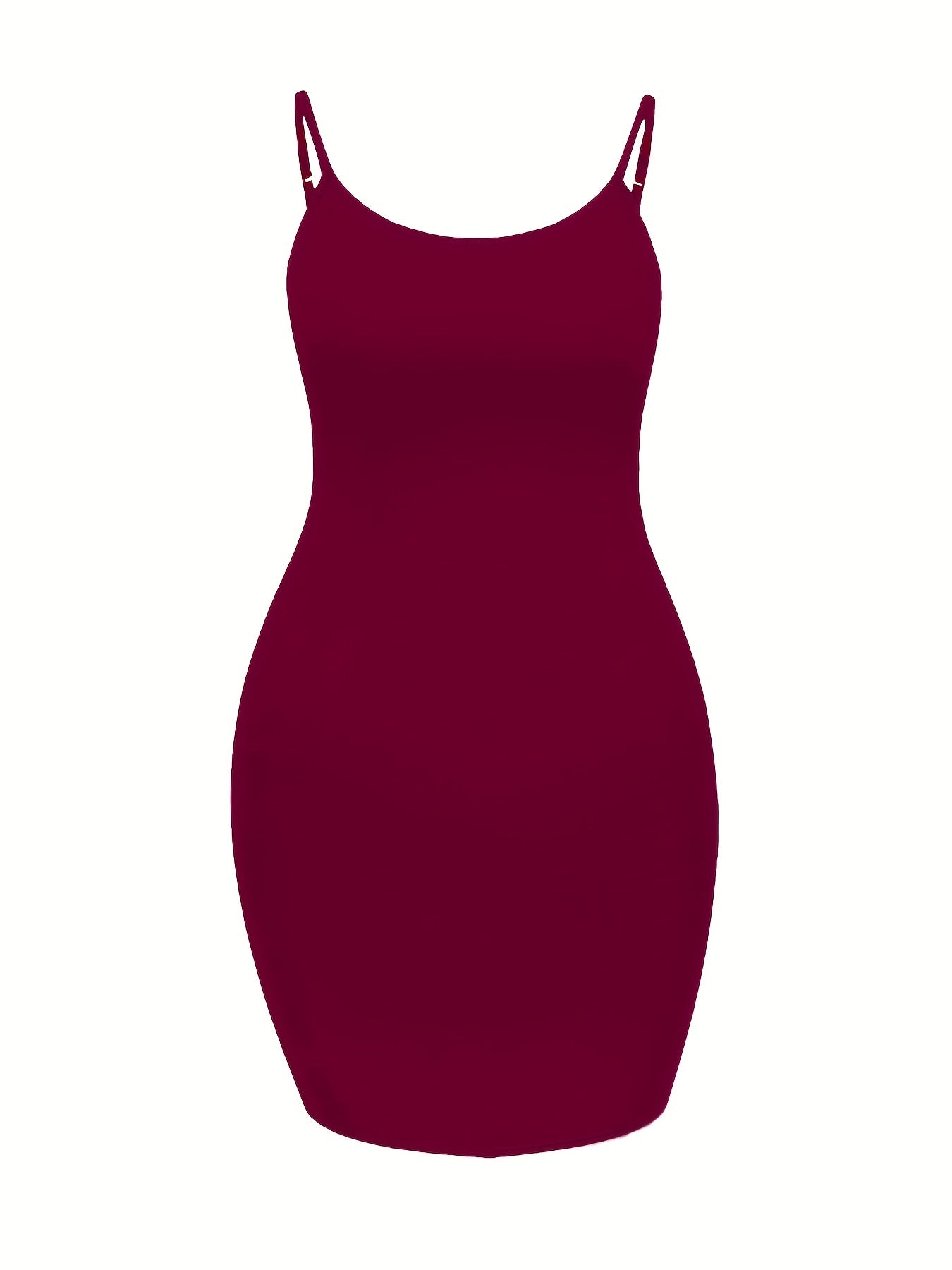 Solid Scoop Neck Spaghetti Strap Body Con Cami Dress