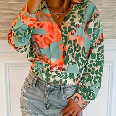 Leopard Print Long Sleeve Blouse