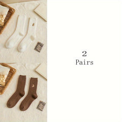 5 Pairs Cartoon Bear Print Women's Mid Tube Socks Stockings