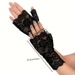 Short Lace Fingerless Gloves for Women