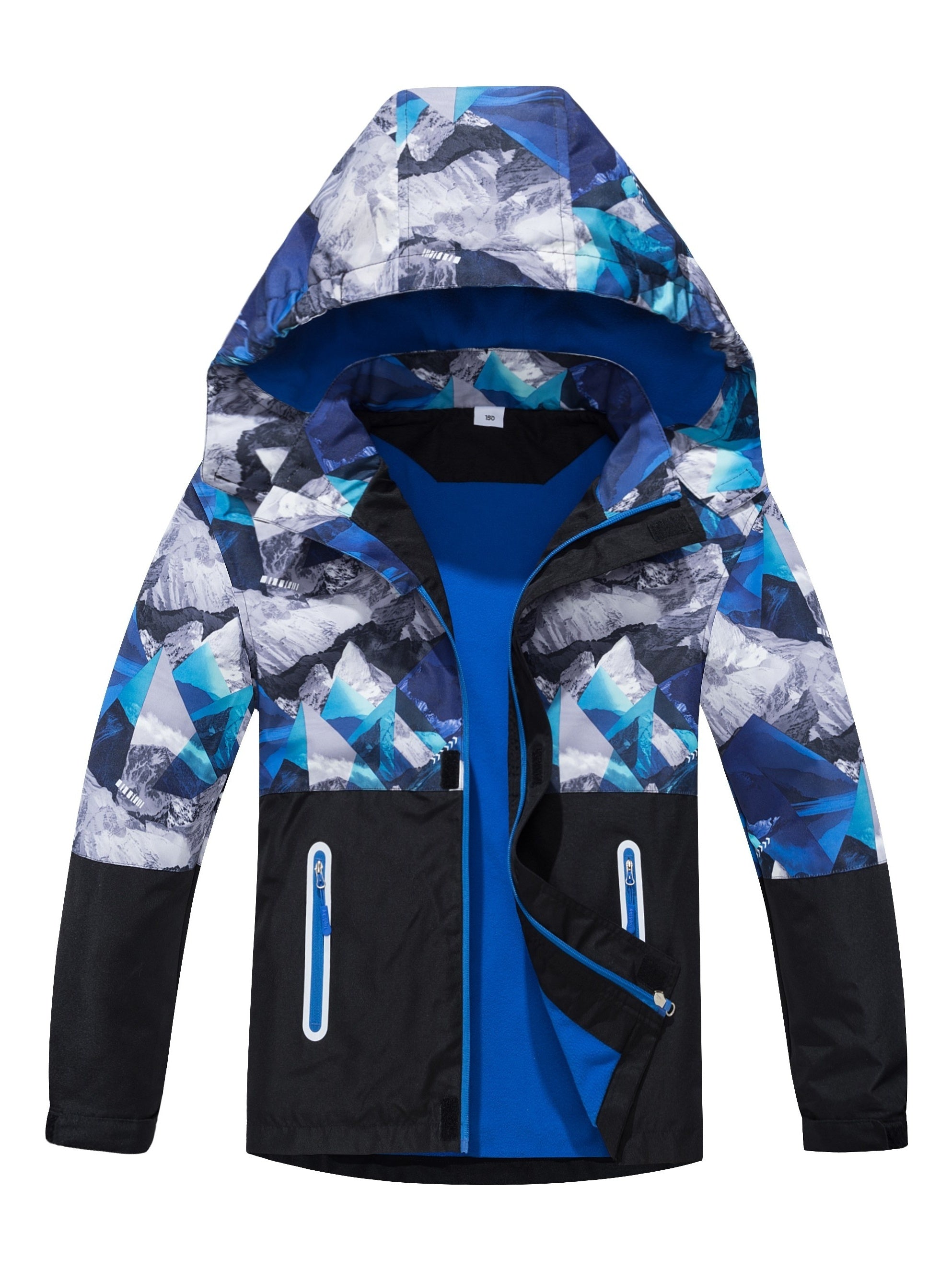 Boys Camo Rain Jacket Waterproof Coat With Hood
