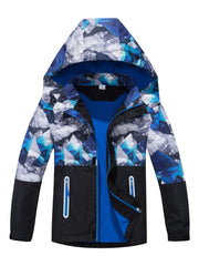 Boys Camo Rain Jacket Waterproof Coat With Hood