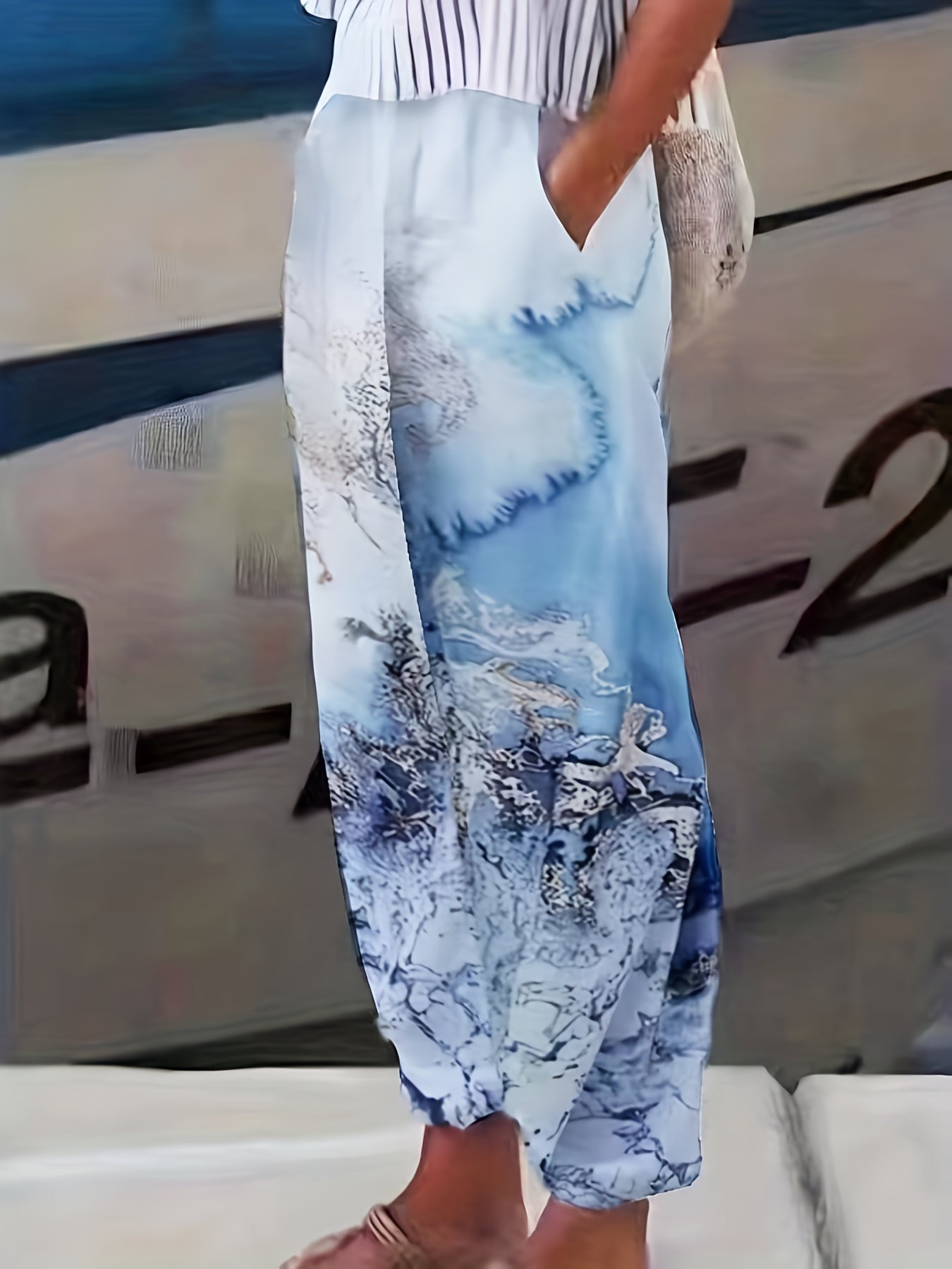 Animal & Floral Print Wide Leg Pants with Pockets