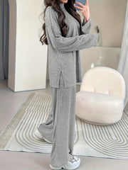Ribbed High Neck Top & Pants Set