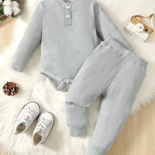 Infant Baby 2pcs Suit Long Sleeve Romper Pants Boys Girls Fall Winter Outfit