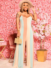 Colorblock Loose Fit Cami Wide Leg Jumpsuit Plus Size