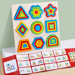 Wooden Shape Matching Board Puzzle Game Educational Learning Toy