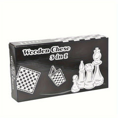 Wooden Chess Backgammon International Checkers 3-in-1 Chessboard