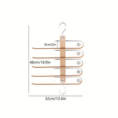5 in 1 Folding Pants Hanger Solid Wood And Metal Pants Clip