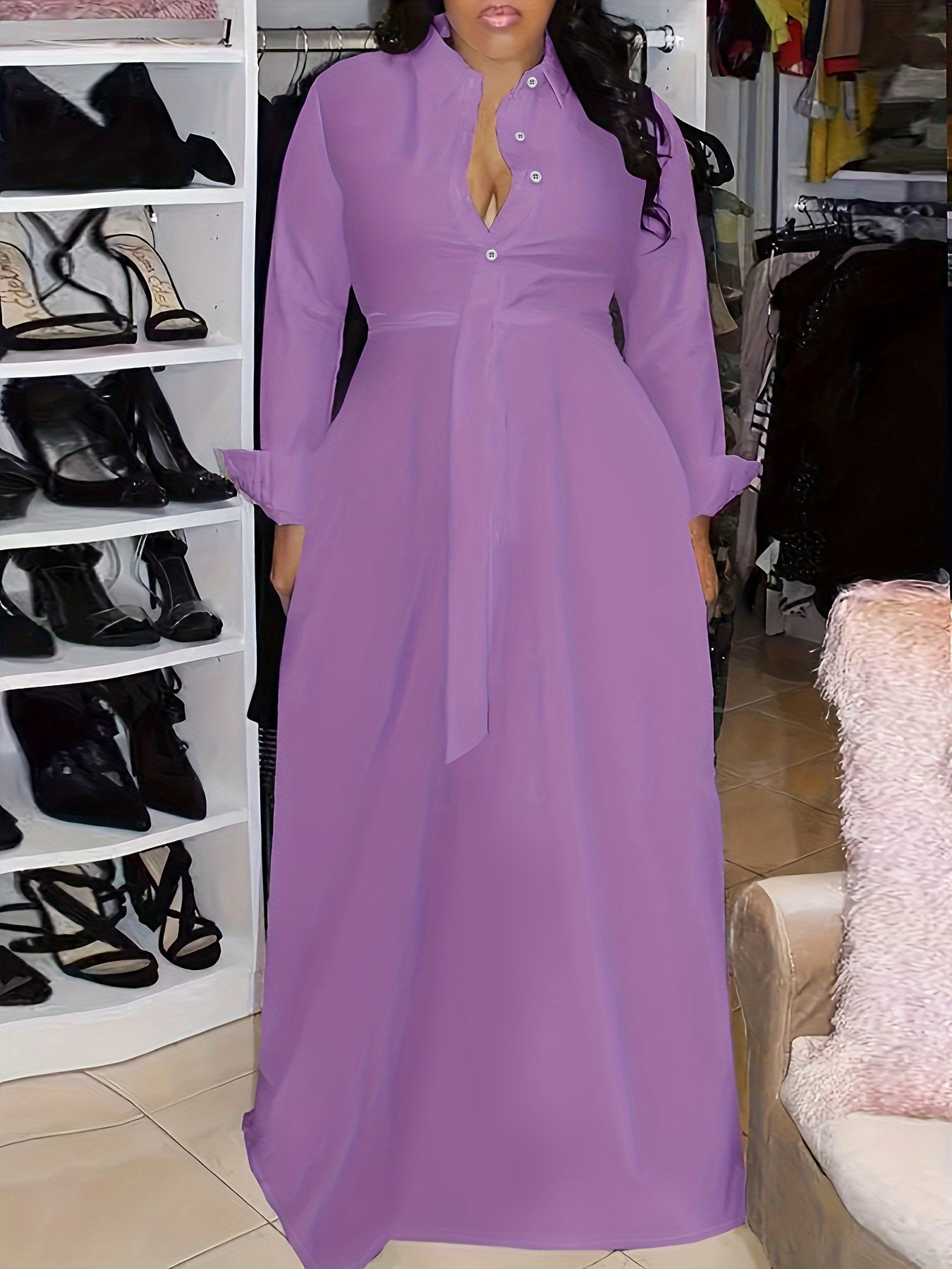 Maxi Shirt Dress With Belt