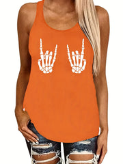 Skull Hand Print Tank Top Sleeveless Crew Neck Casual Summer Women's Clothing